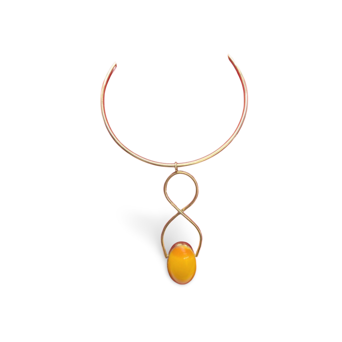 African  Brass Necklace with Gem-stone Collection F