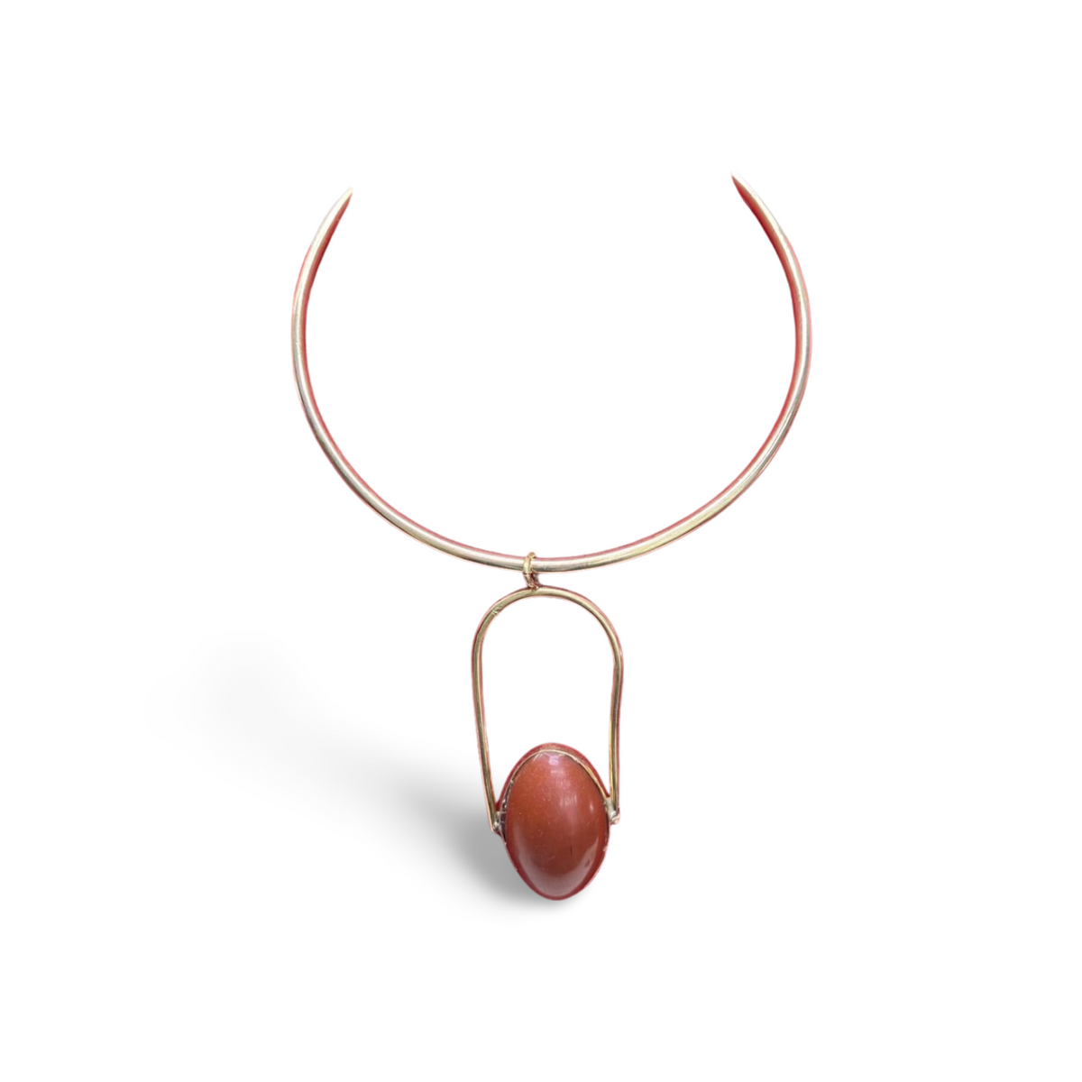 African  Brass Necklace with Gem-stone Collection E