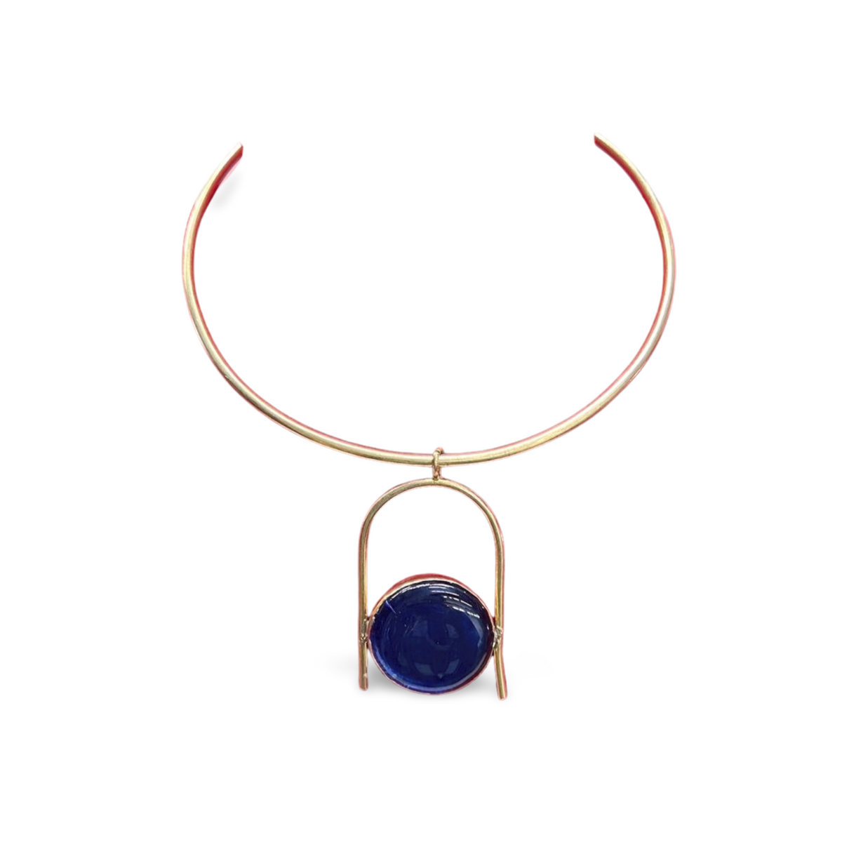 African  Brass Necklace with Gem-stone Collection C