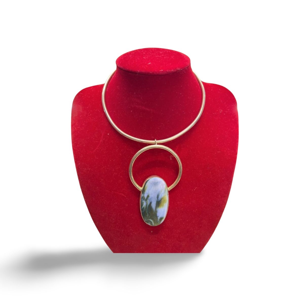 African  Brass Necklace with Gem-stone Collection A