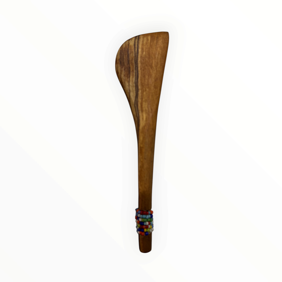 AFRICAGLAMOURART hand-carved wooden butter knife with a smooth finish and colorful beaded handle detail