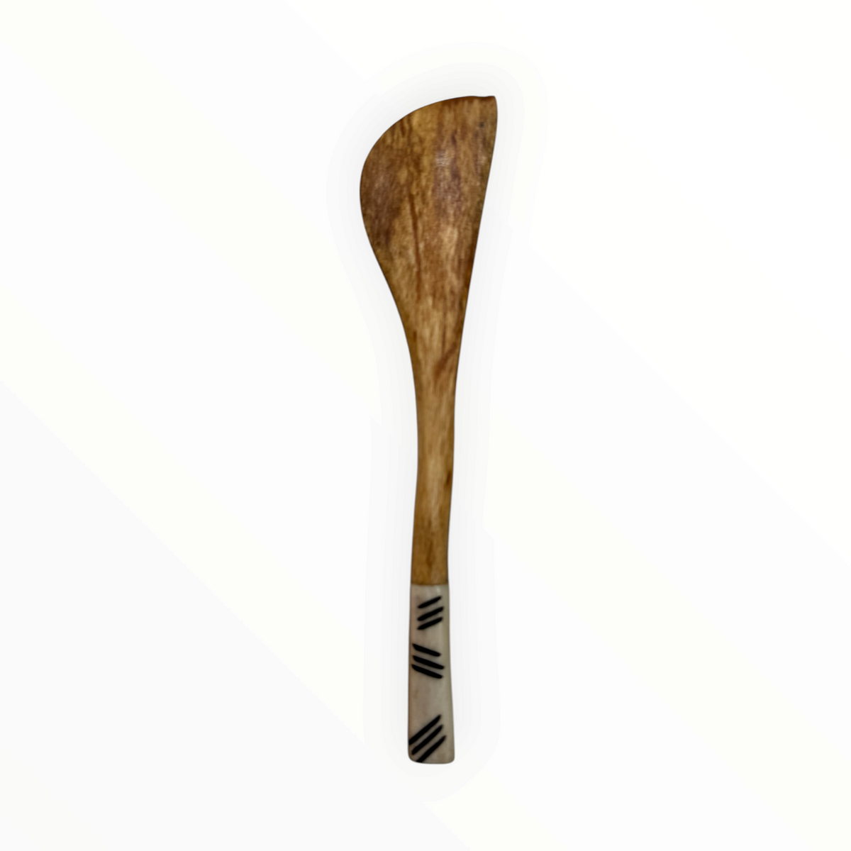 AFRICAGLAMOURART hand-carved wooden butter knife with a curved blade and decorative patterned handle