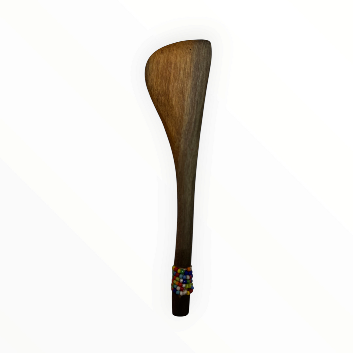 AFRICAGLAMOURART hand-carved wooden butter knife with a smooth blade and colorful beaded handle detail.